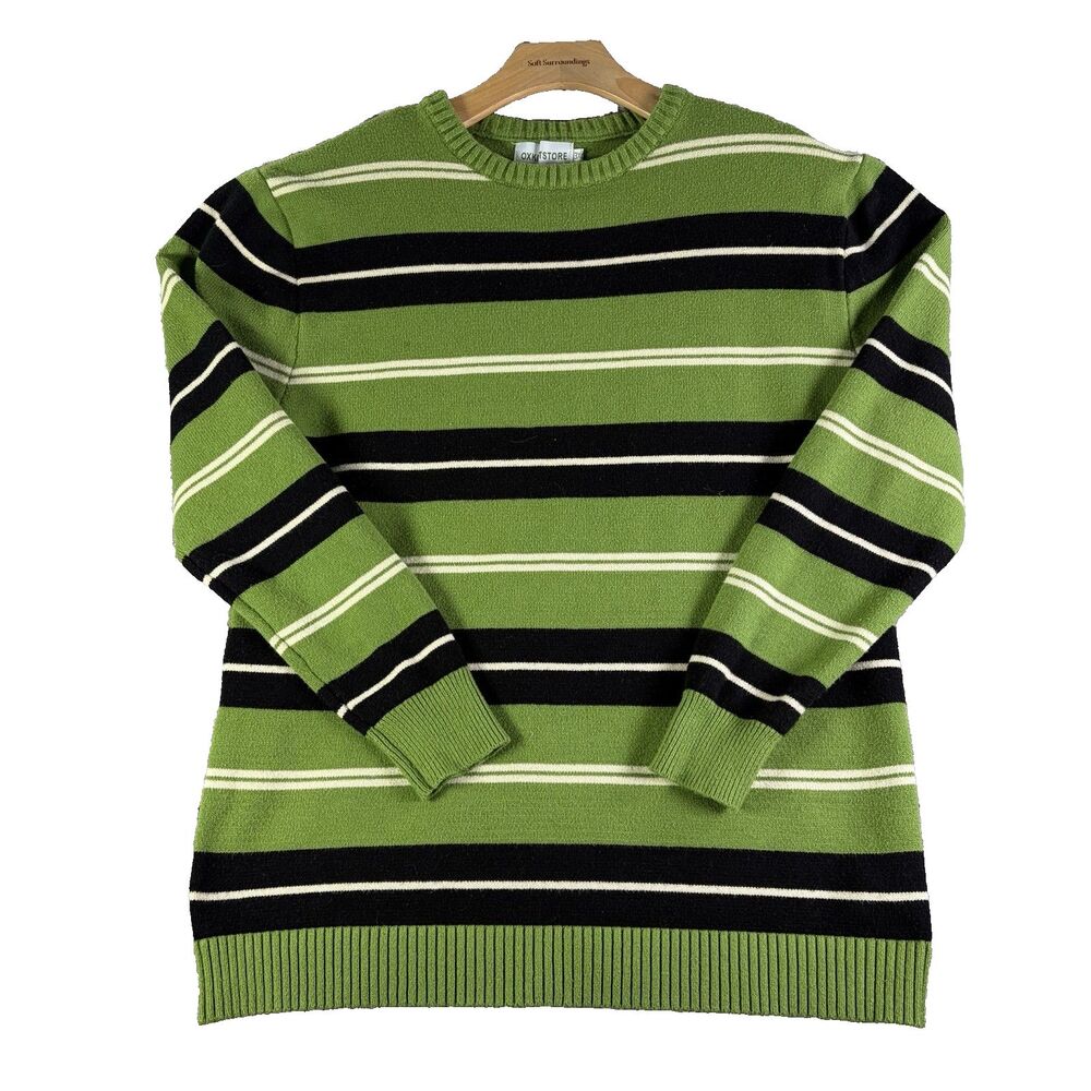 Oxknit Sweater Womens 3XL Crew Neck Long Sleeve Stripes Preppy Winter Retro Golf